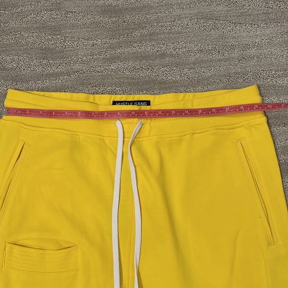 HUSTLE GANG men’s aslan pant cyber yellow with pockets. Size 3XL - Picture 10 of 12